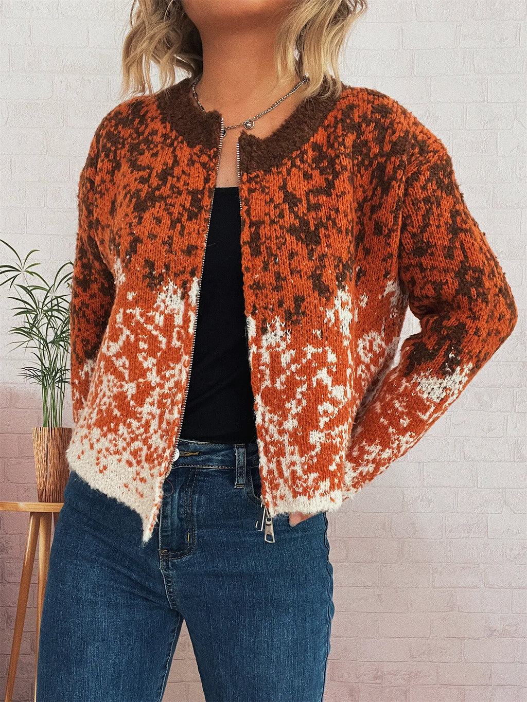 Asymmetrical Hem Zip Up Cardigan