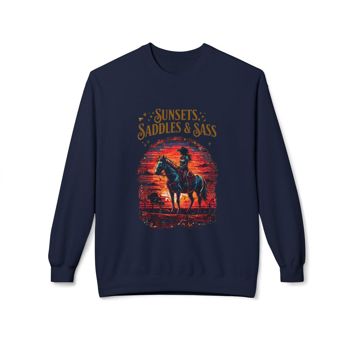 Sunsets Saddles and Sass Softstyle Fleece Crewneck Sweatshirt