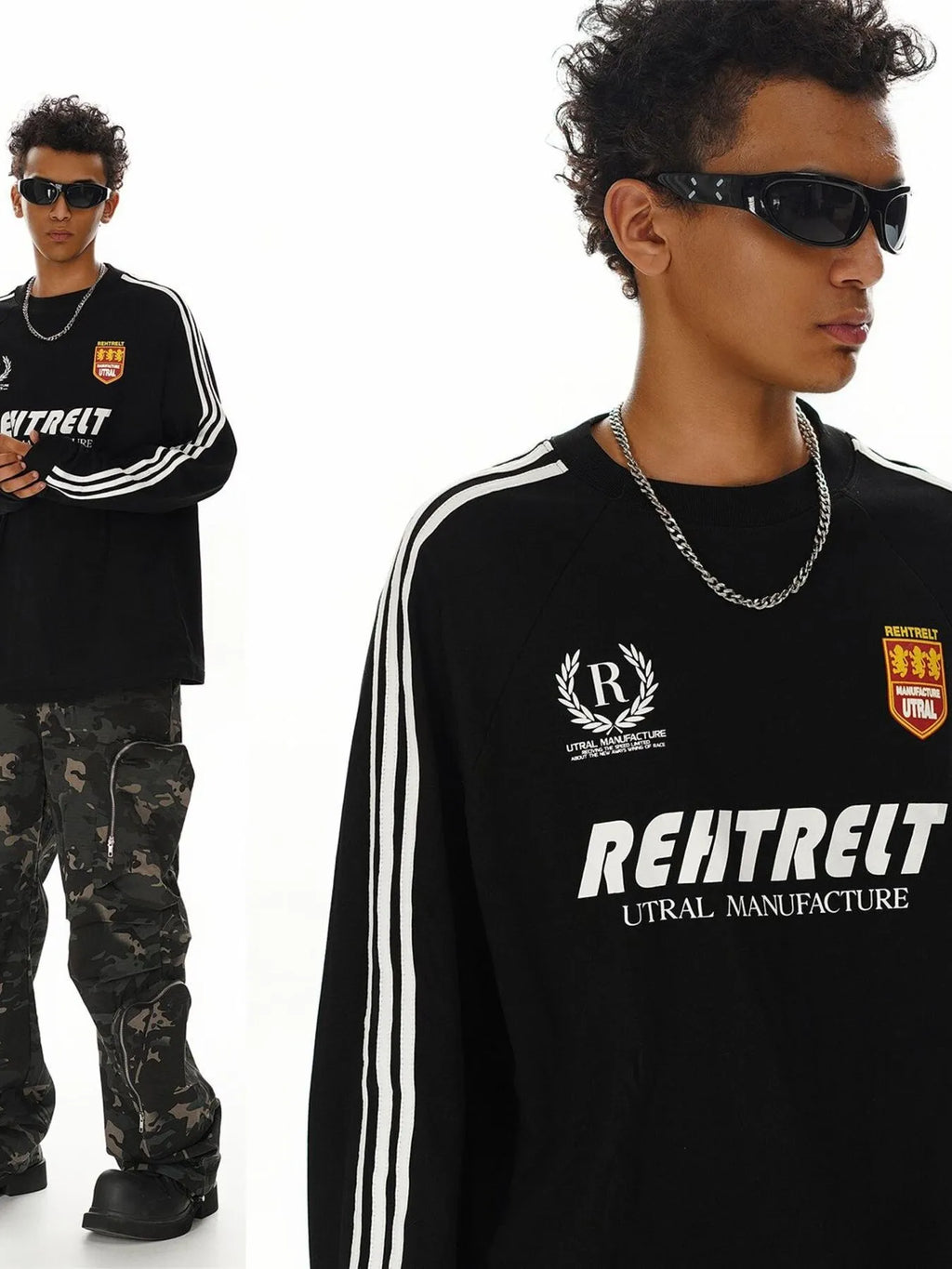Men's Striped Long Sleeve Graphic T-Shirt