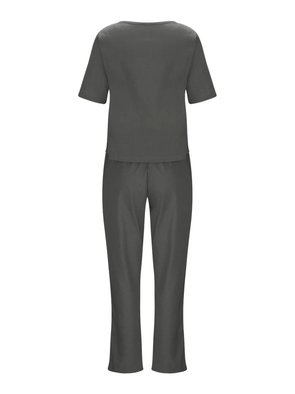 Full Size Round Neck Short Sleeve Top and Pants Set Plus Size