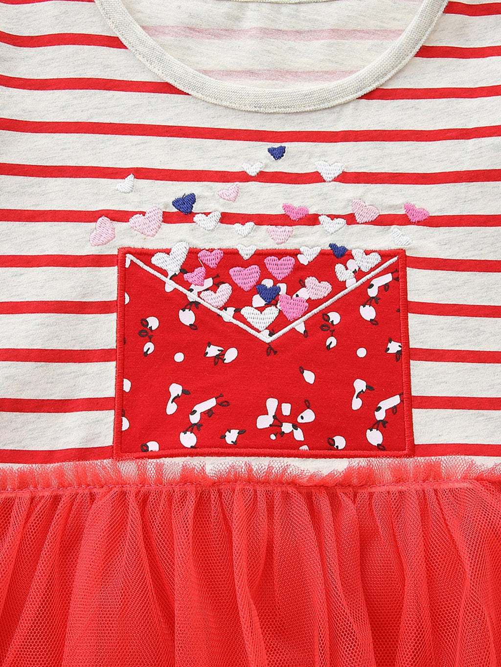 Children's Striped Short Sleeve Tulle Dress