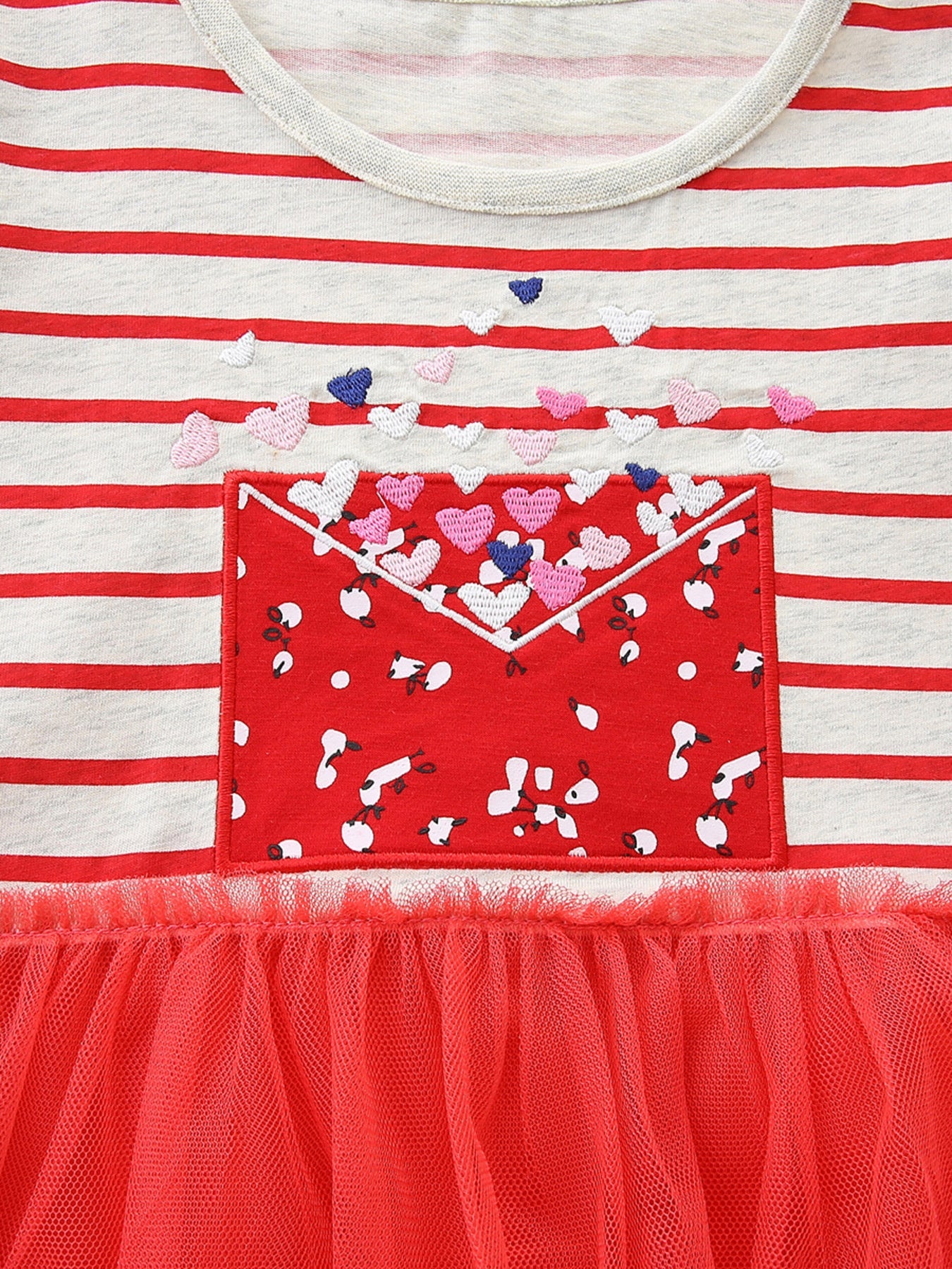 Children's Striped Short Sleeve Tulle Dress