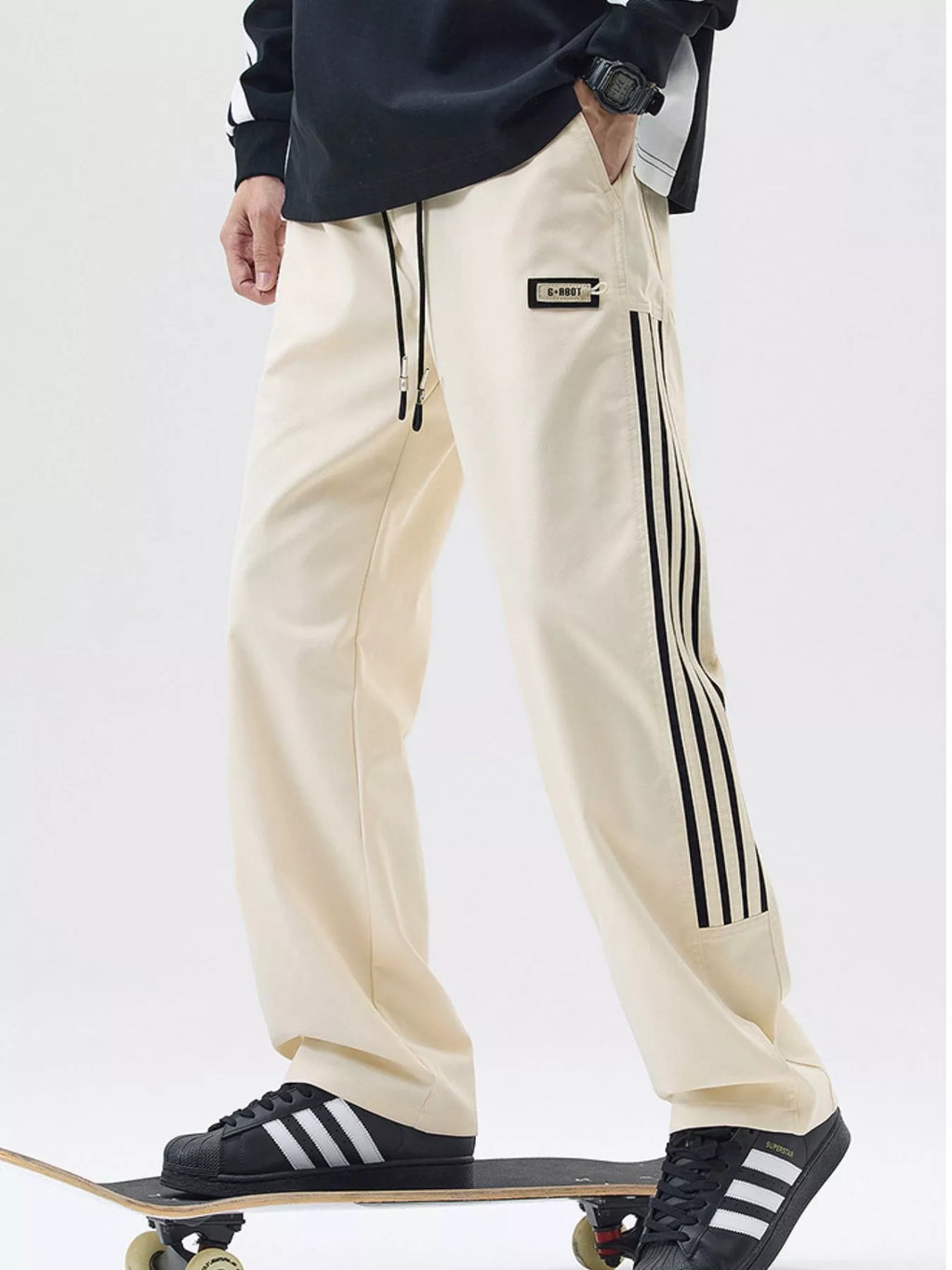 Men's Full Size Side Striped Wide Leg Casual Pants Plus Size