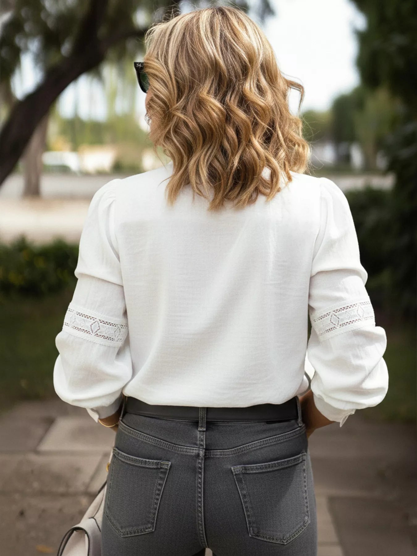 Lace Trim Long Sleeve Shirt