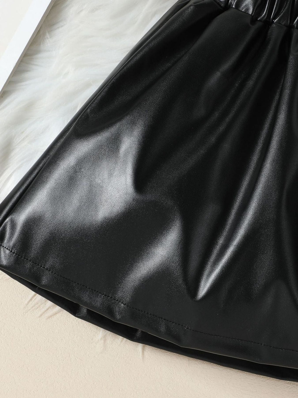 Children's Ruffled Faux Leather Top and Skirt Set