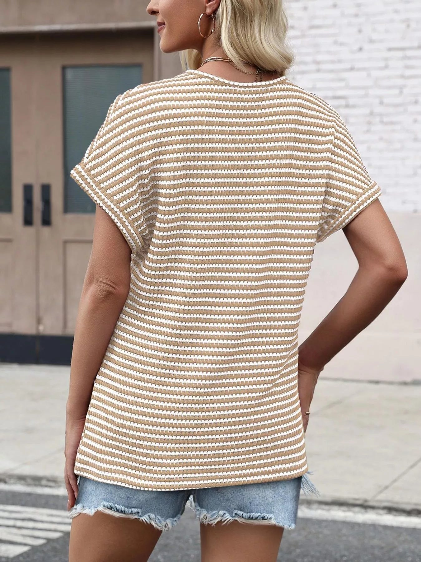 Striped V-Neck Relaxed Fit T-Shirt