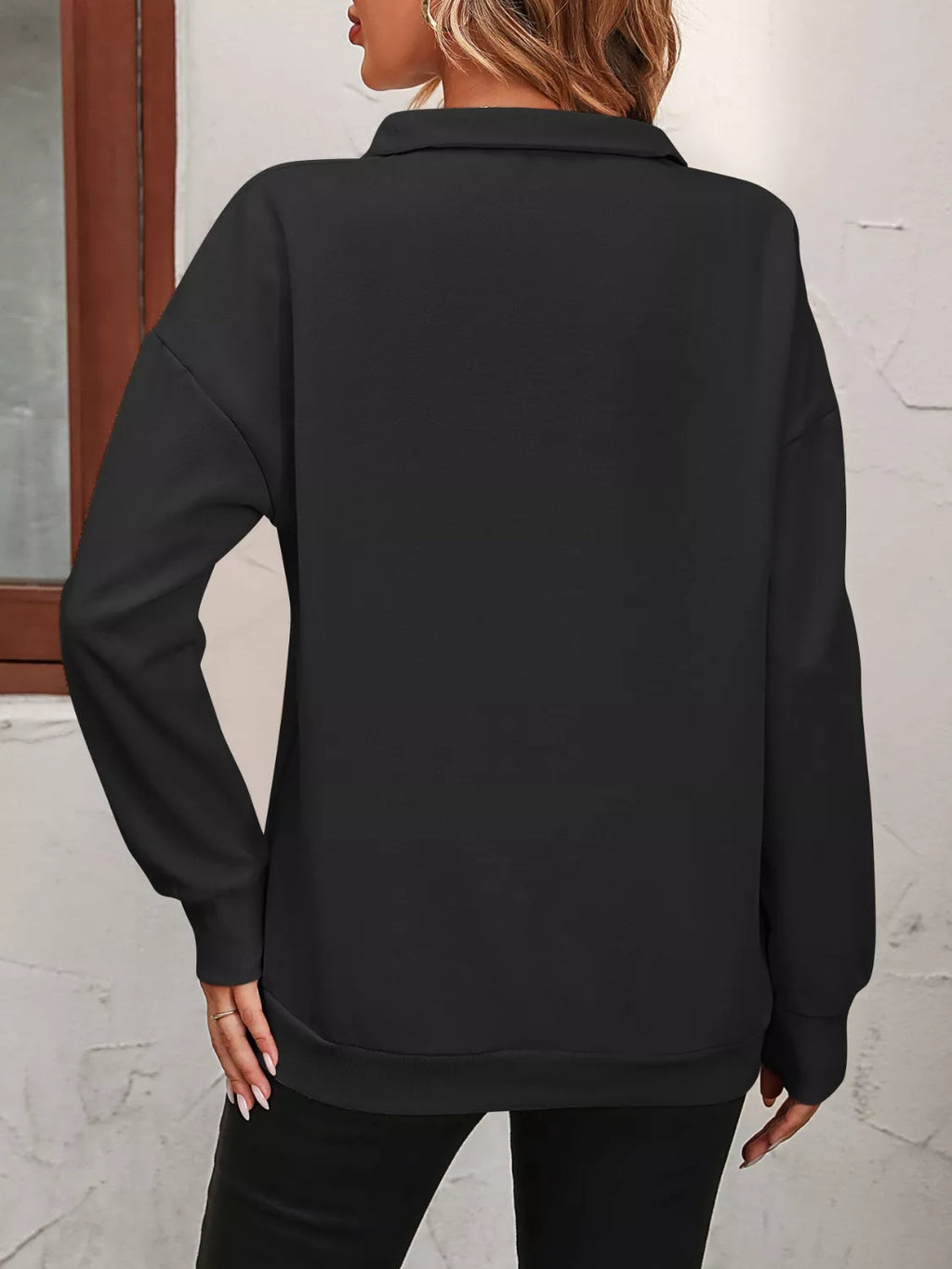 Quarter Zip Dropped Shoulder Sweatshirt