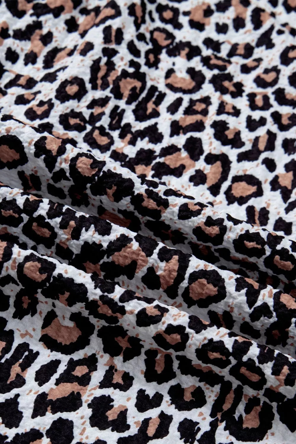 Contrast Frilled V Neck Trimmed Leopard Shirt