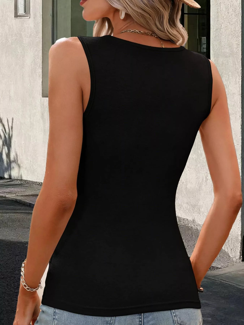 Surplice Button Decor Tank Top