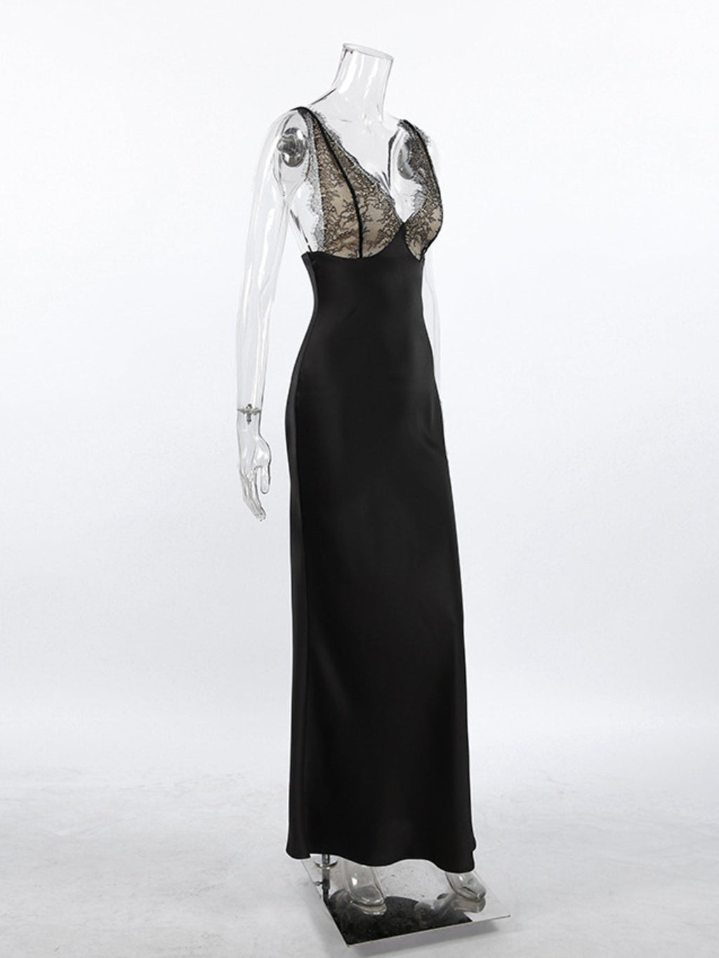 Lace Trimmed Adjustable Strap Midi Dress