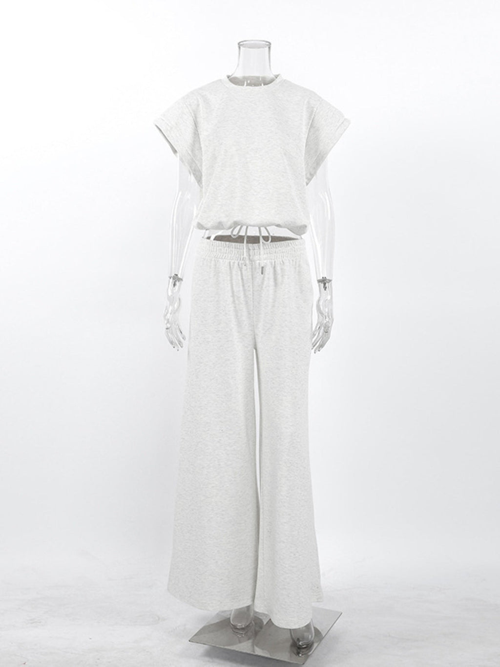 Round Neck Top and Wide Leg Pants Set