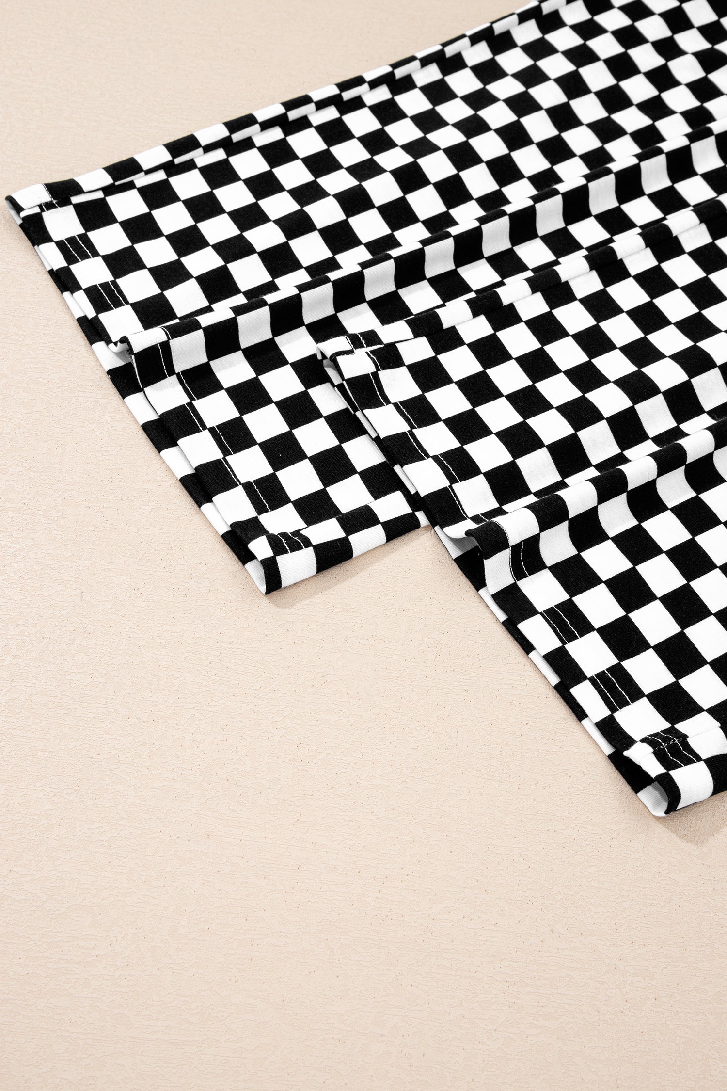 Khaki Checkered Print Half Sleeve Tee 2pcs Lounge Pant Set