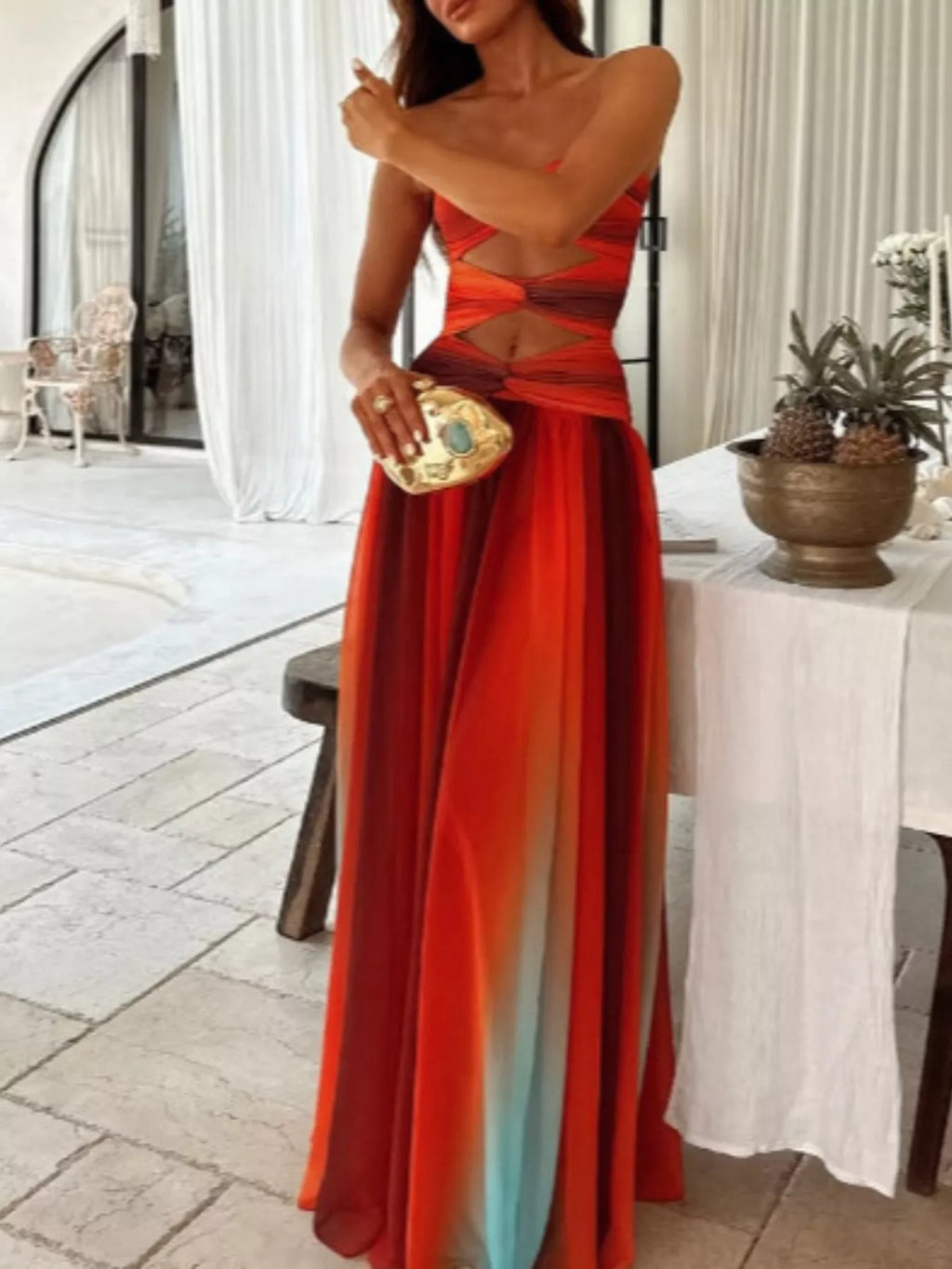 Strapless Cutout Maxi Dress