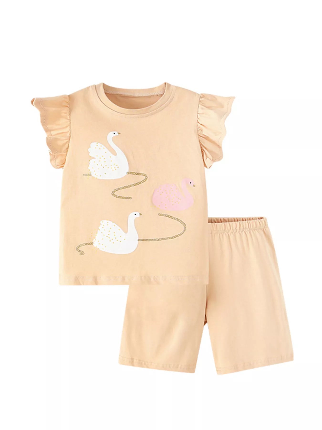 Children's Swan Ruffle Sleeve Top and Shorts Set