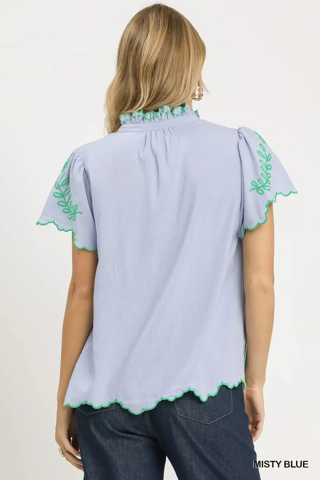 Umgee Embroidered Scallop Top