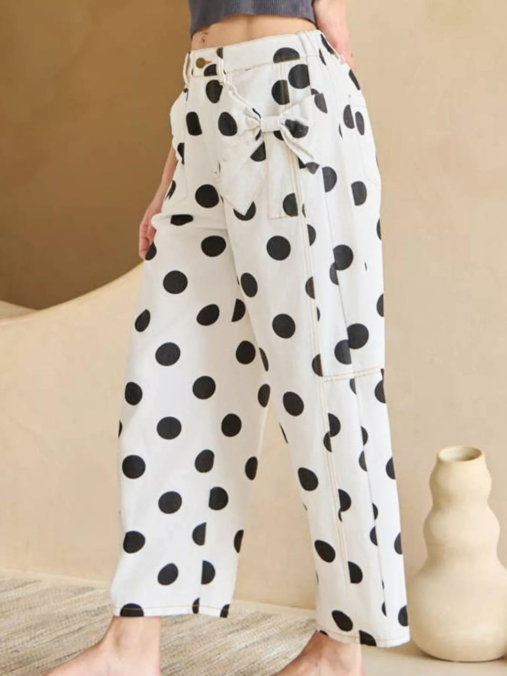 Polka Dot High-Waisted Jeans