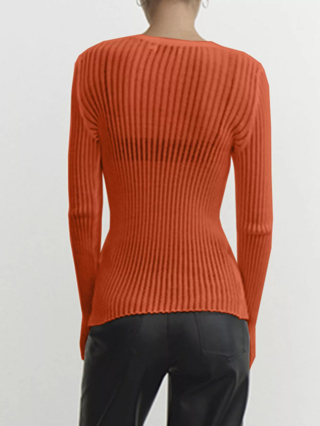 Ribbed Knit Long Sleeve Top