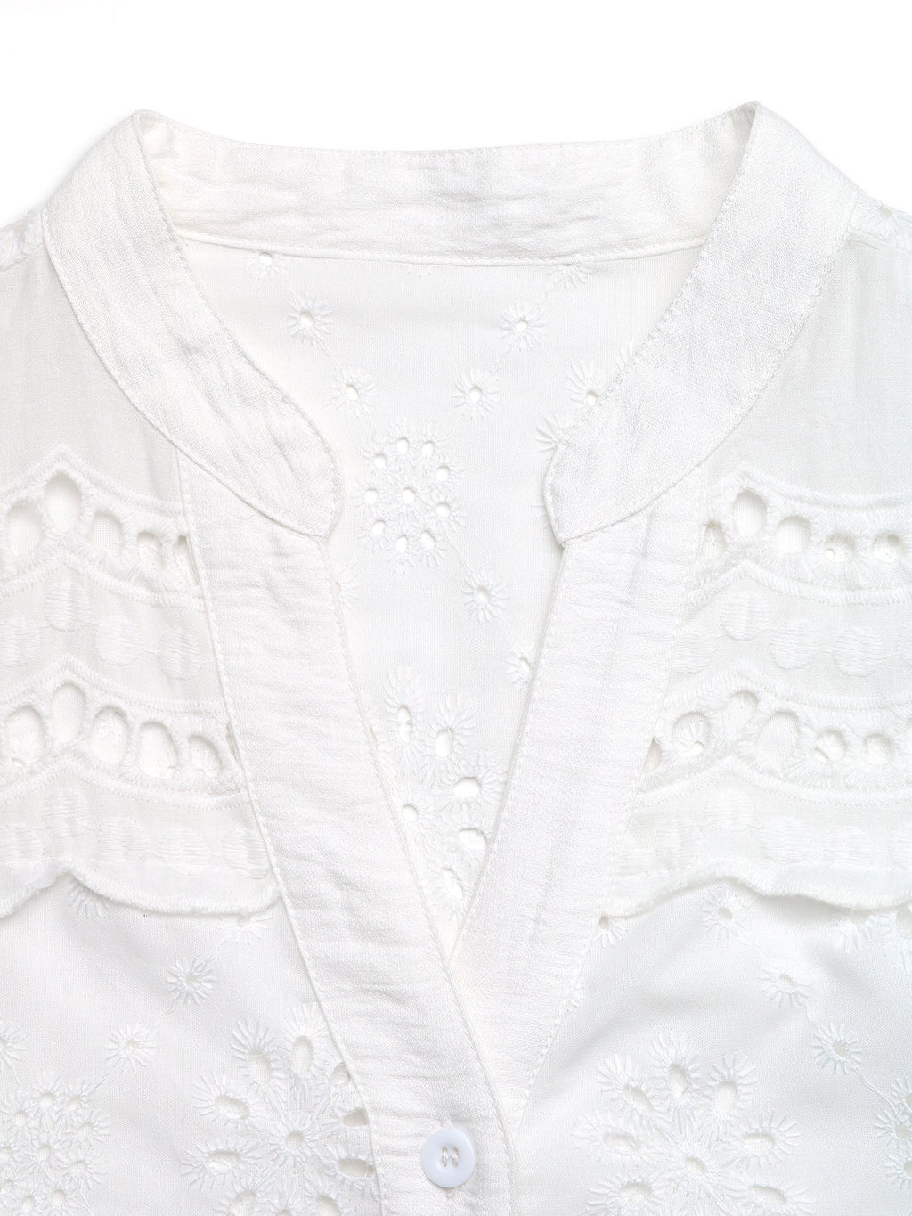 Eyelet Embroidered Button Up Shirt