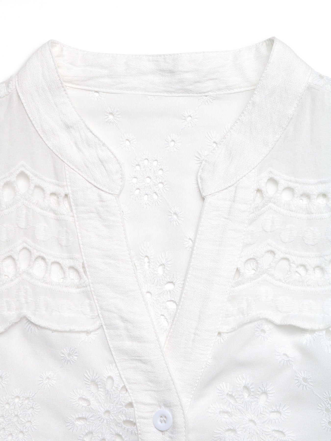 Eyelet Embroidered Button Up Shirt