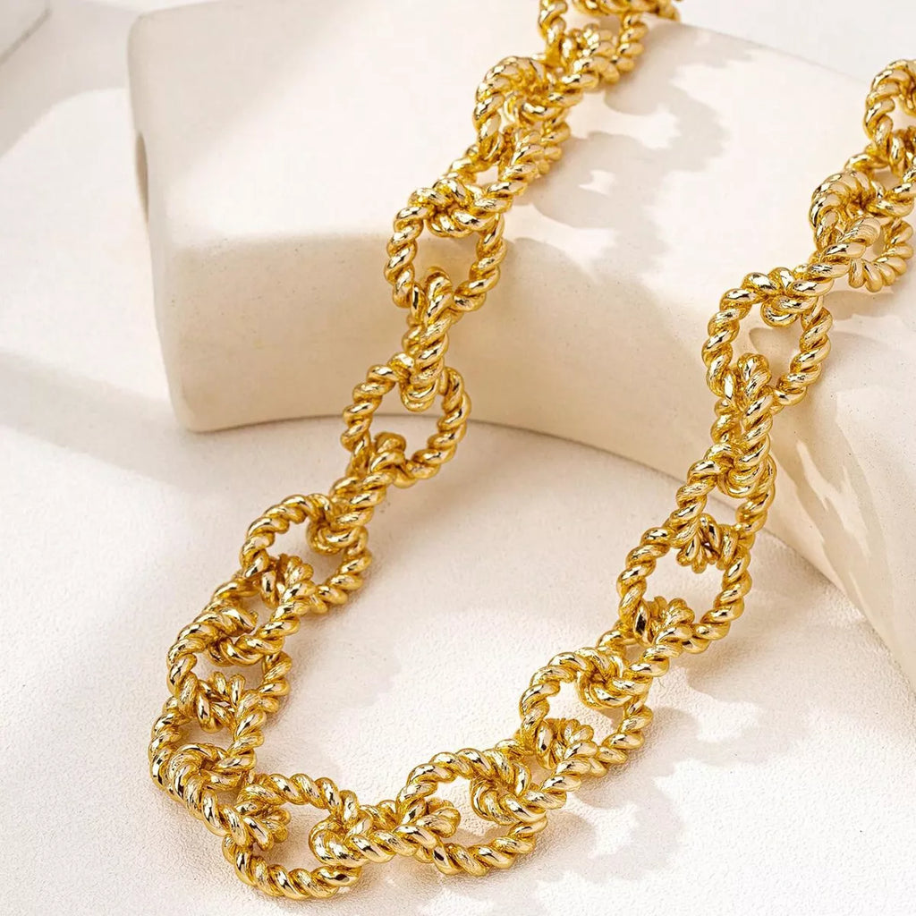 18K Gold-Plated Alloy Twisted Necklace