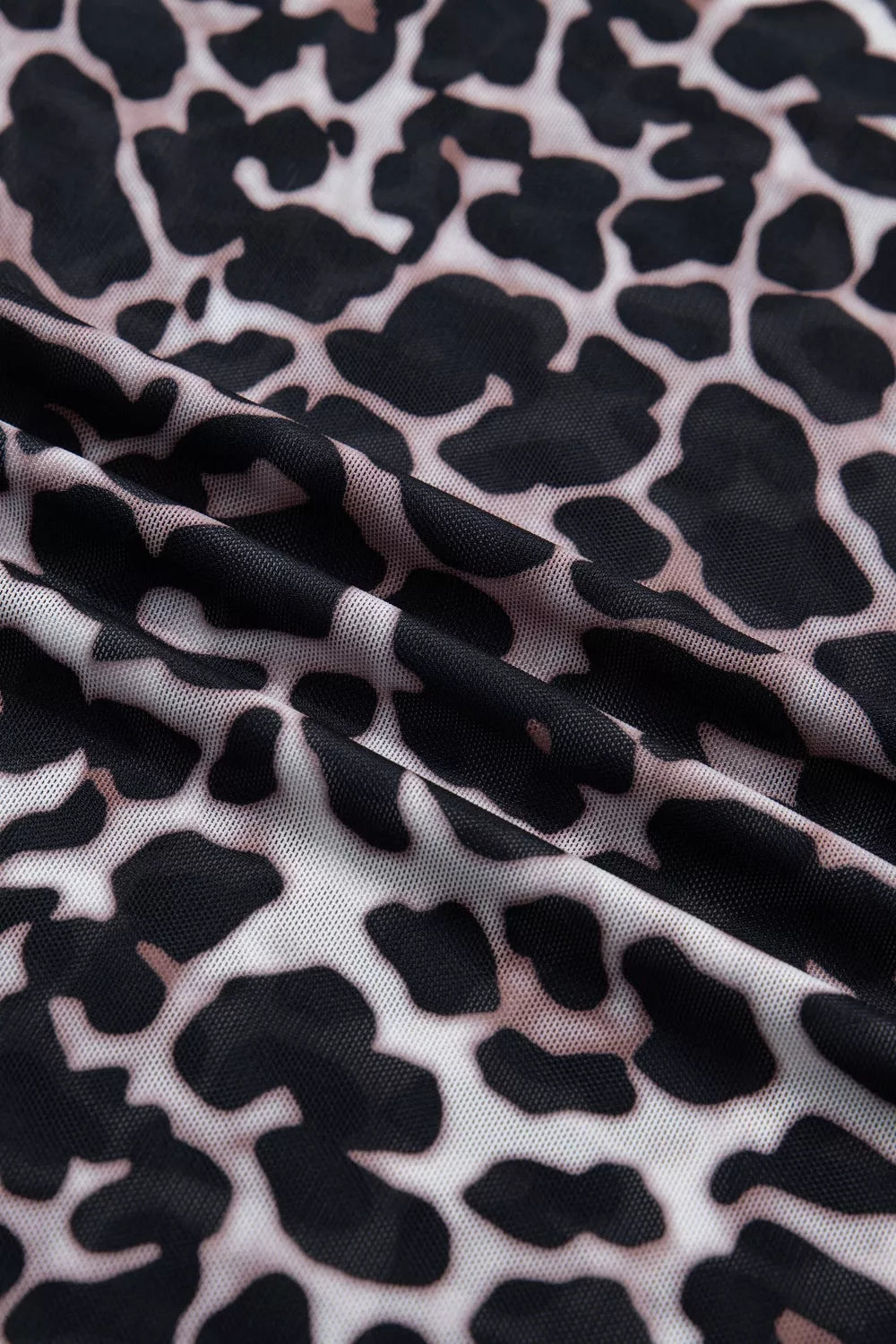Leopard Print Sheer Mesh Short Sleeve Top