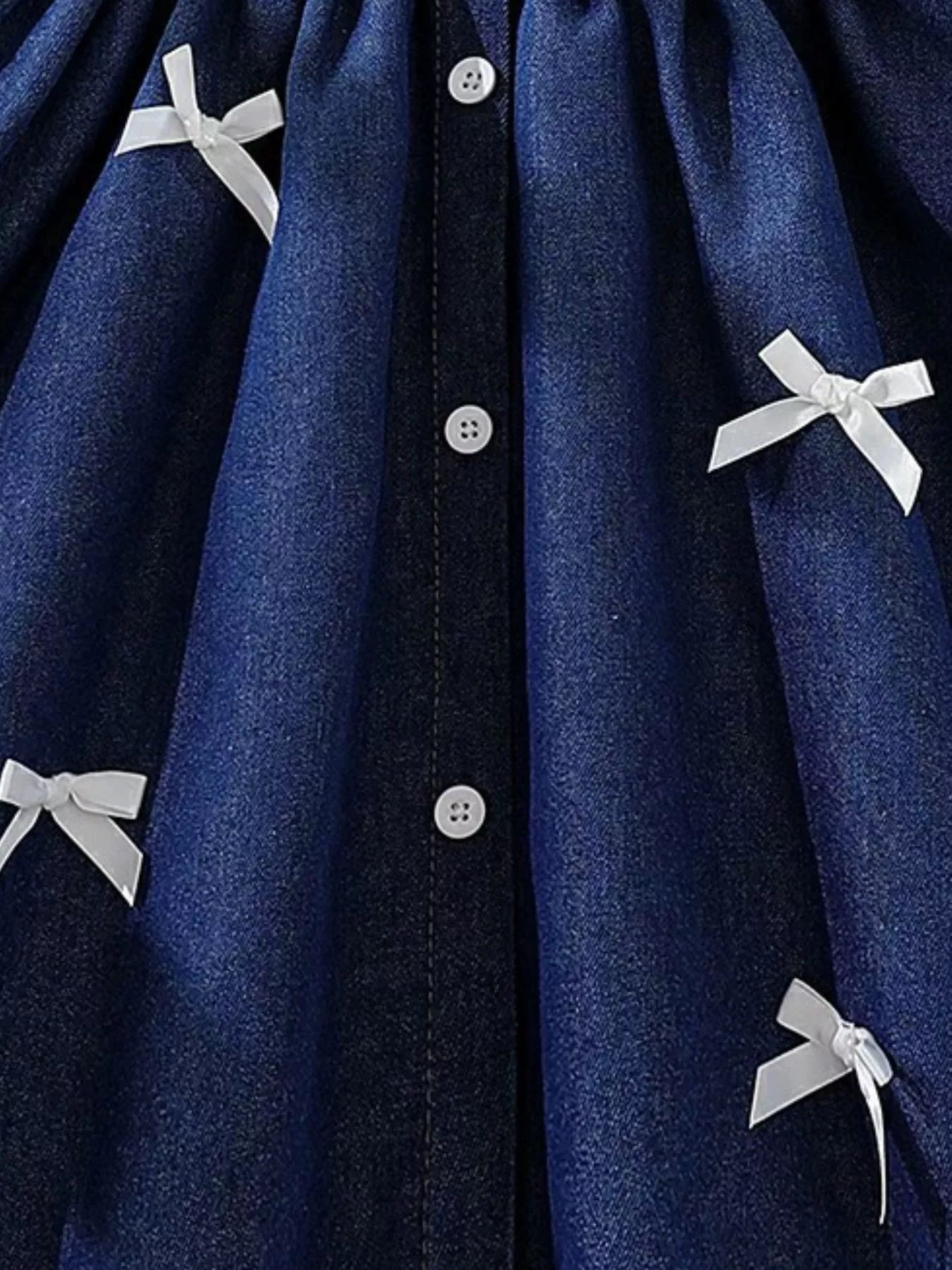 Children's Denim Bowknot Sleeveless Dress