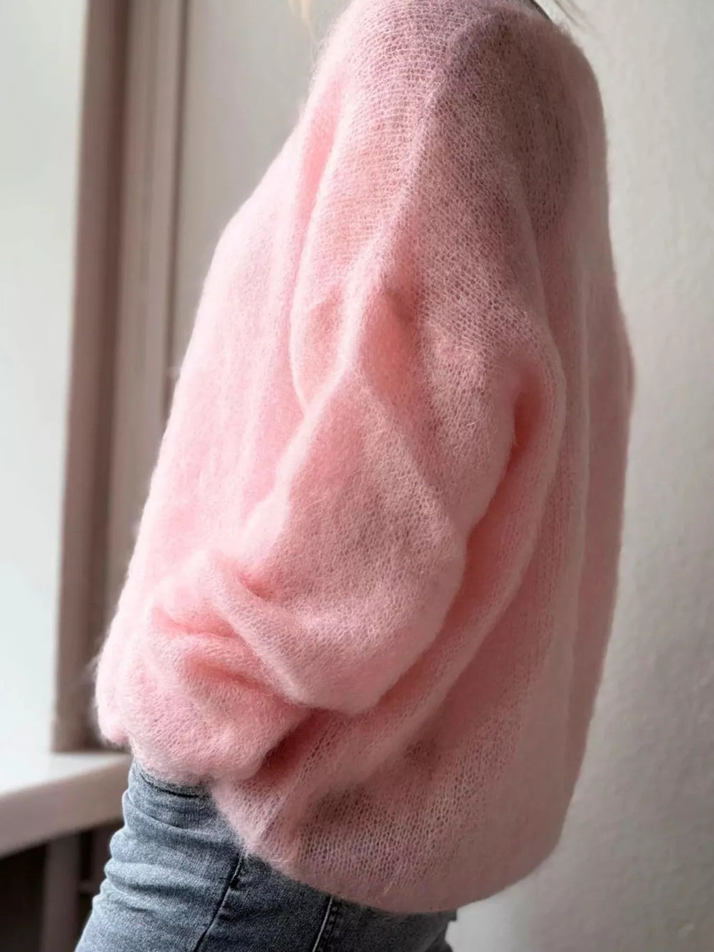 Fluffy Knit V-Neck Long Sleeve Sweater