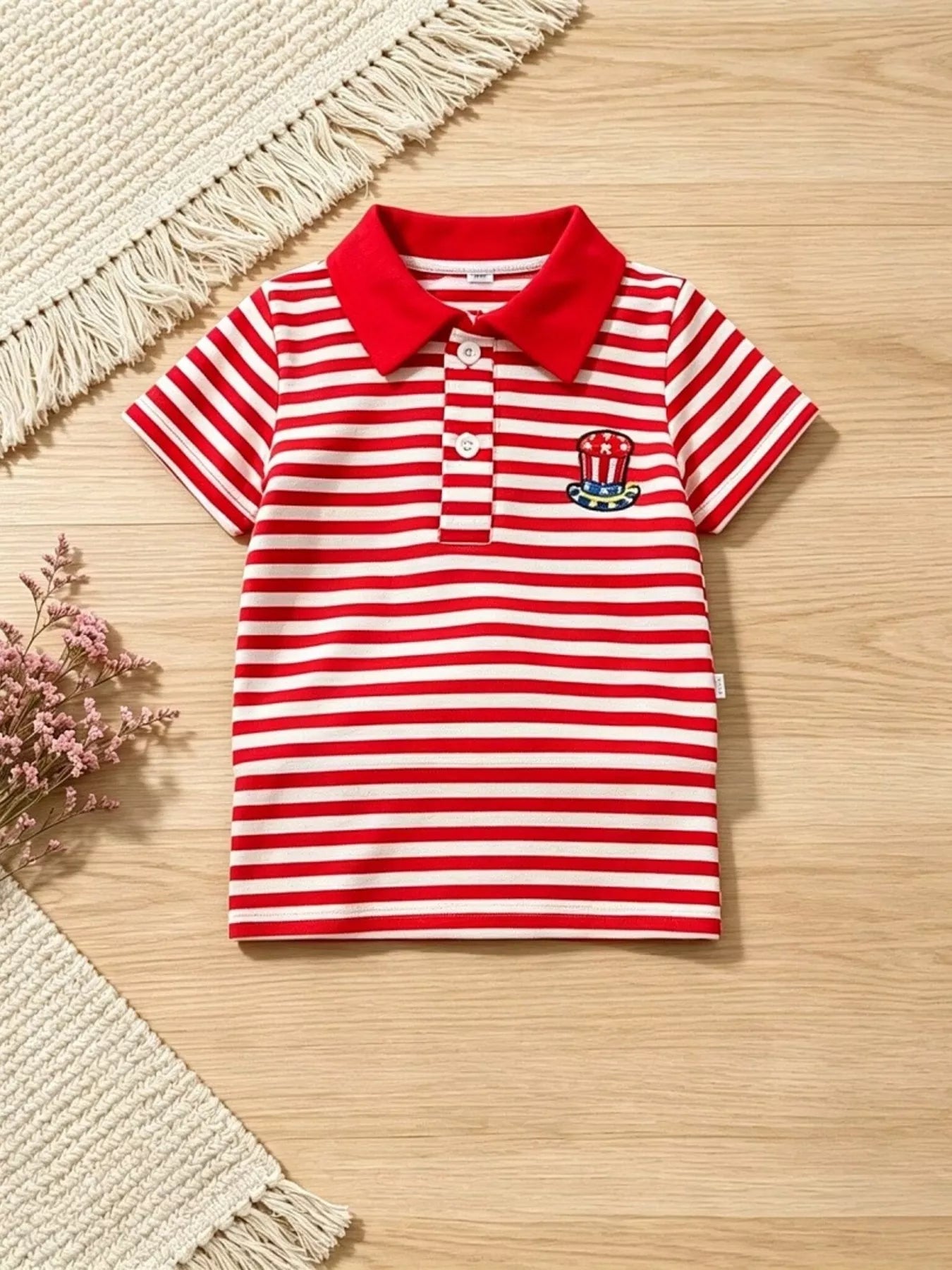 Children's Patriotic Striped Polo & Shorts Set