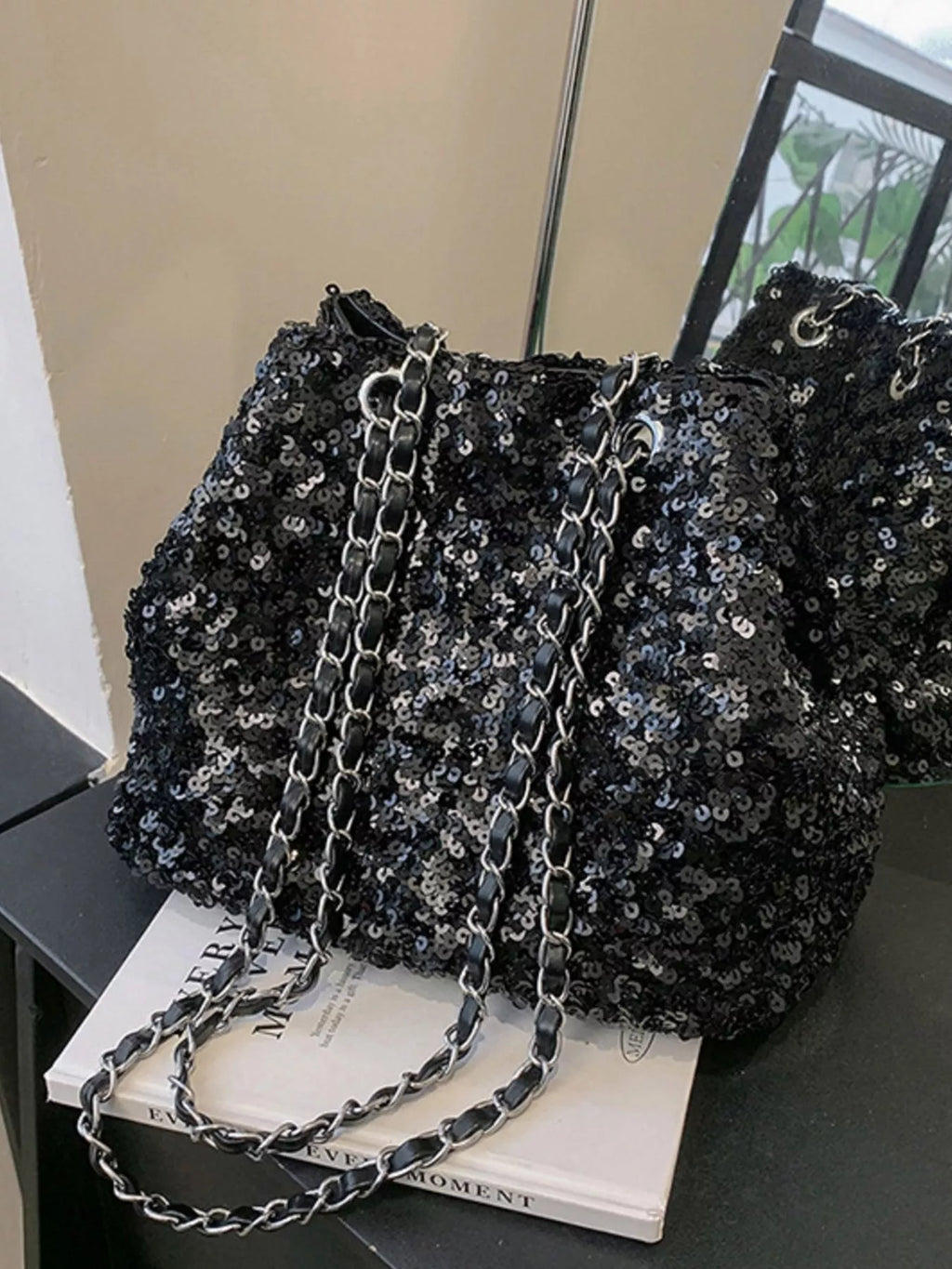 Sequin Bucket Shoulder Bag