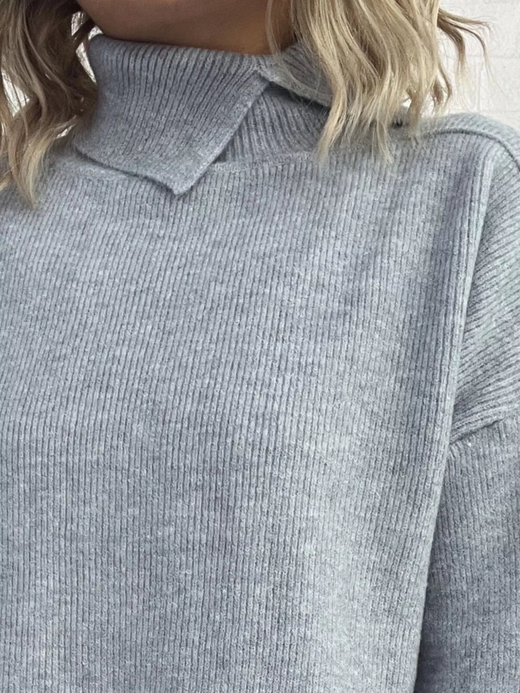 Slit Turtleneck Long Sleeve Sweater