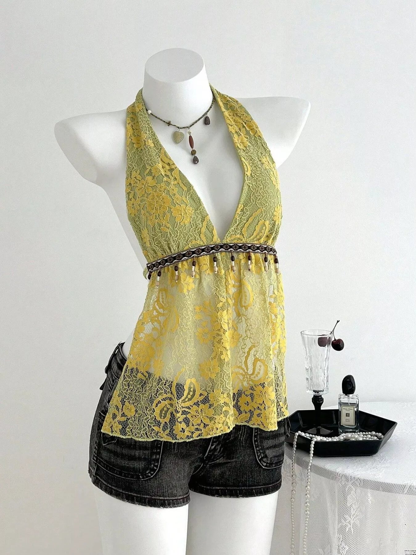 Lace Halter Neck Cami