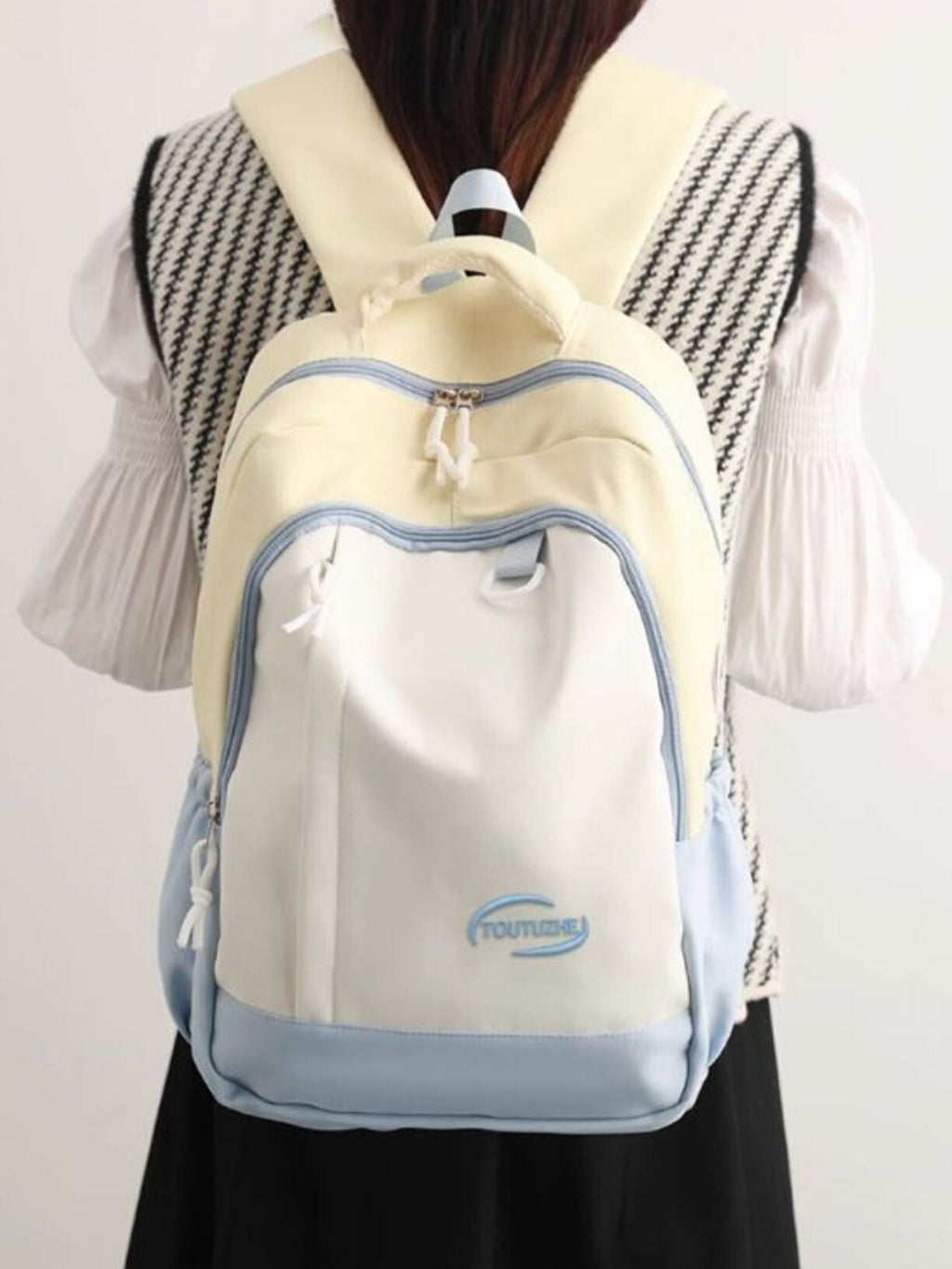 Color Block Lightweight Backpack Bag