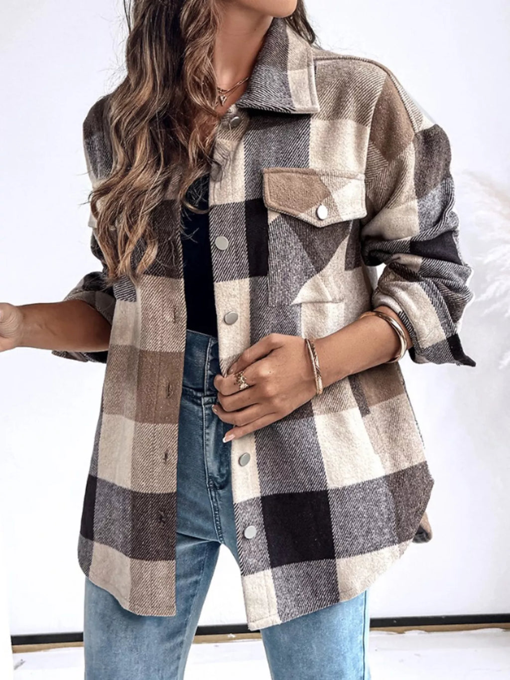 Plaid Button-Up Long Sleeve Shirt