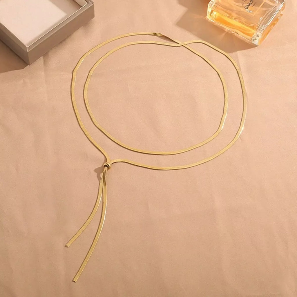 Layered Snake Chain Y Necklace