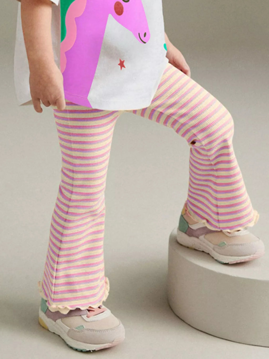 Children's Unicorn Graphic Tee and Striped Pants Set