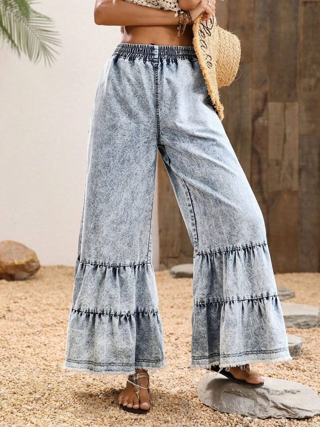 Raw Hem Flare Jeans