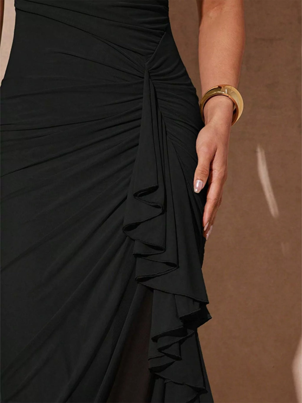 Slit Asymmetrical Hem Spaghetti Strap Maxi Dress