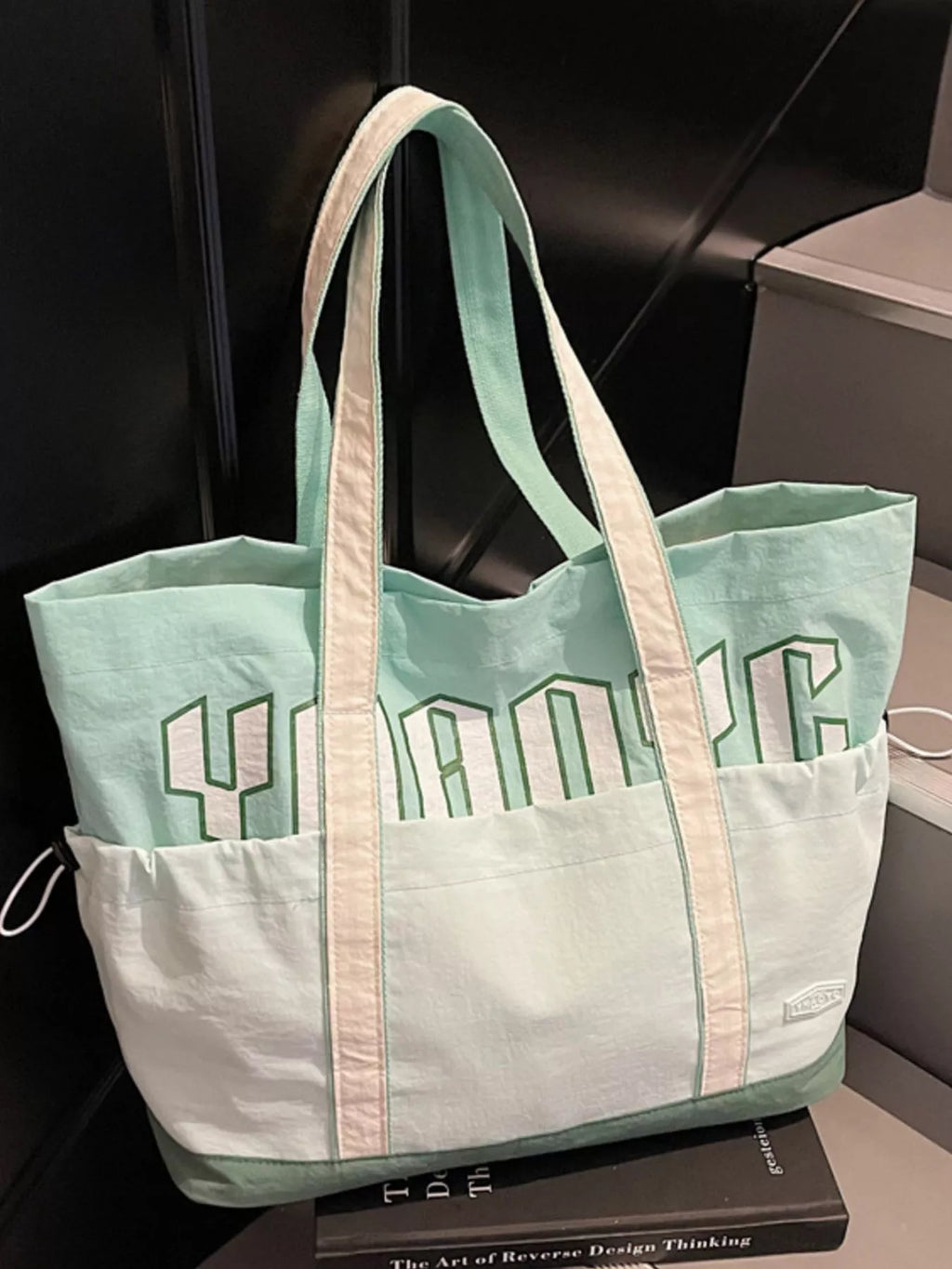 Drawstring Letter Shoulder Bag