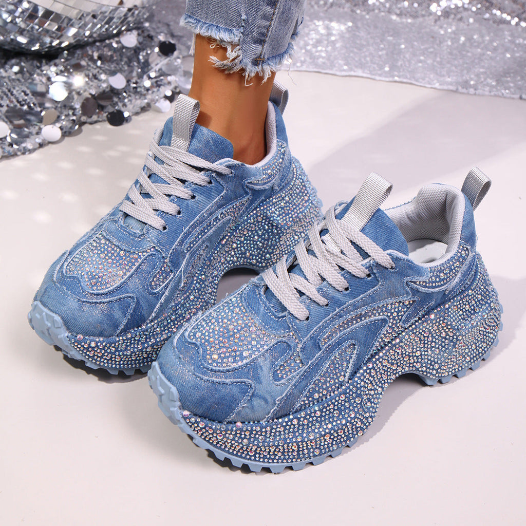 Rhinestone Lace Up Sneaker