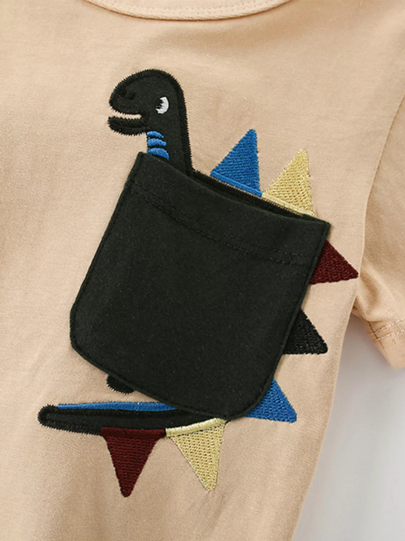 Children's Dinosaur Pocket Round Neck T-Shirt