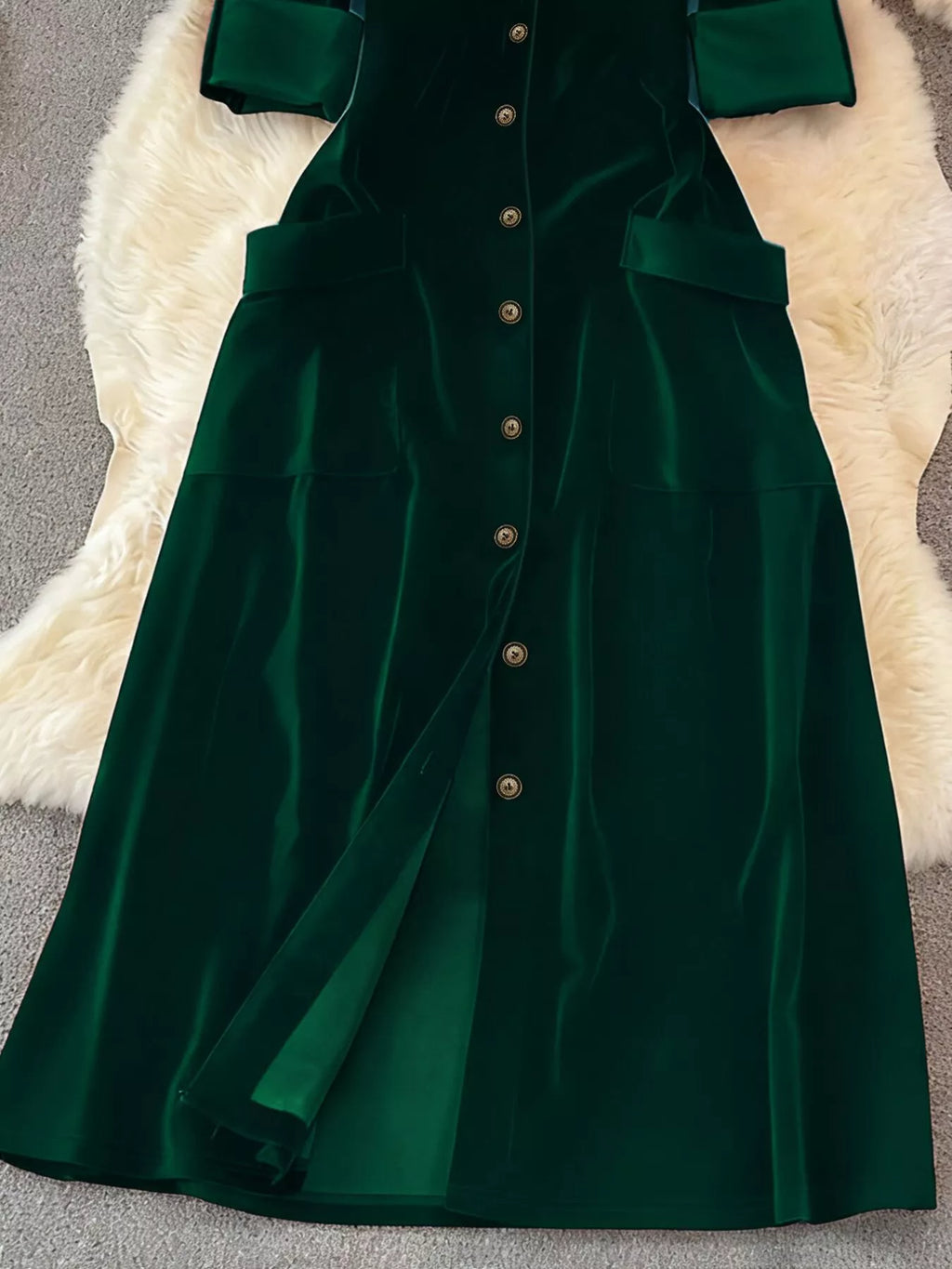Velvet Button-Down Midi Dress