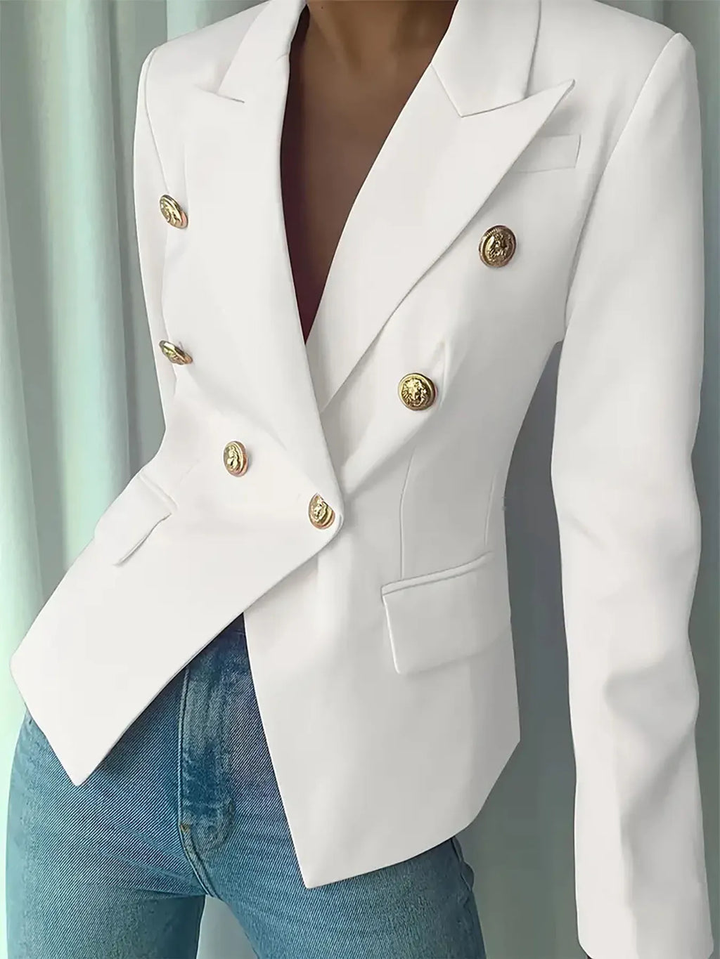 Decor Button Lapel Collar Blazer