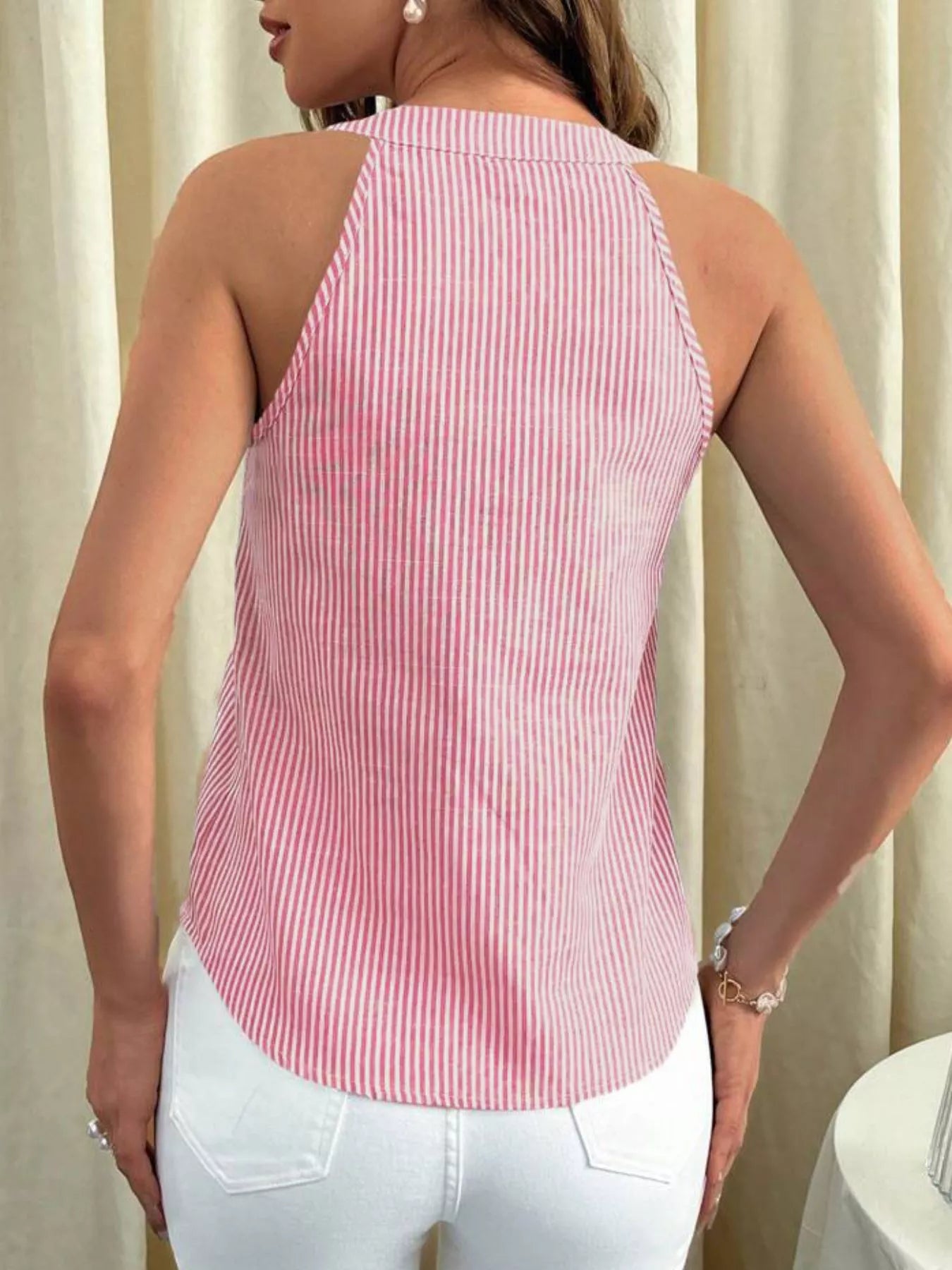 Striped Button Front Tank