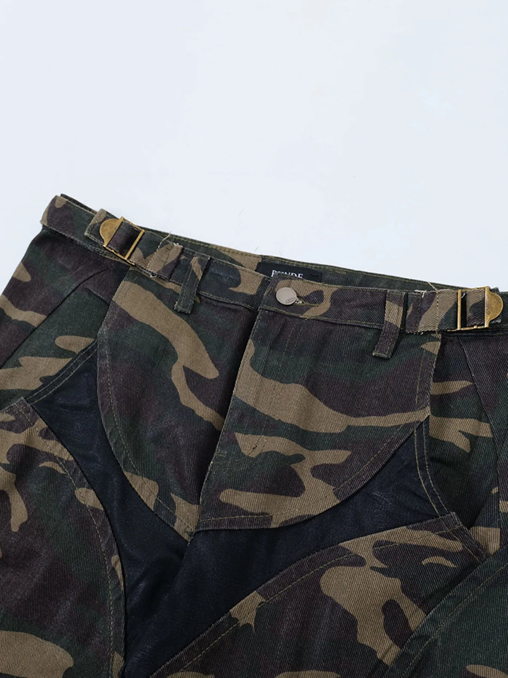 Men's Camouflage Bootcut Jeans with Seam Detail