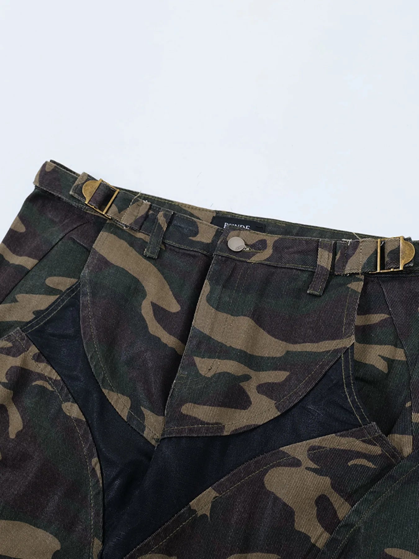 Men's Camouflage Bootcut Jeans with Seam Detail