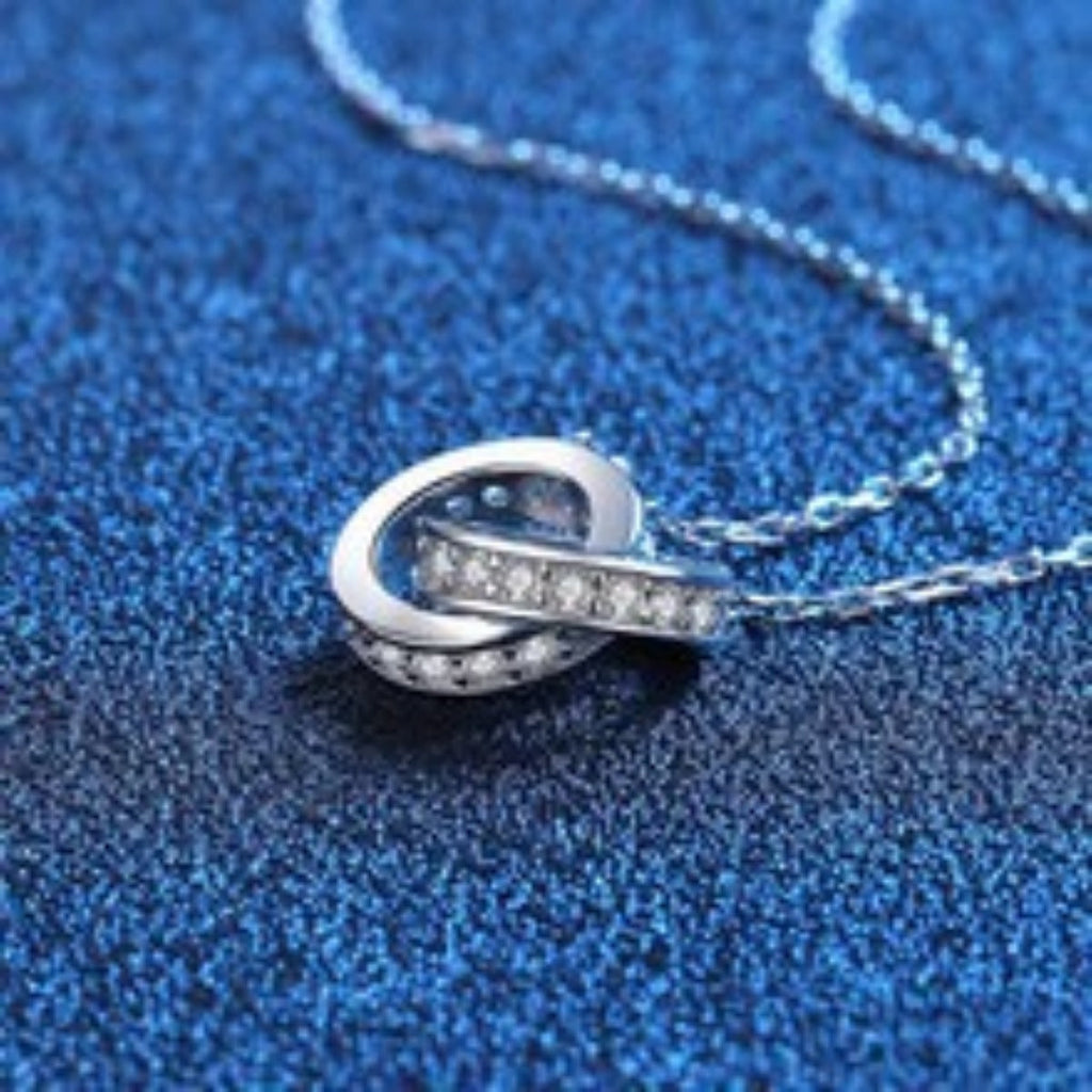 925 Sterling Silver Double Circle Pendant Necklace