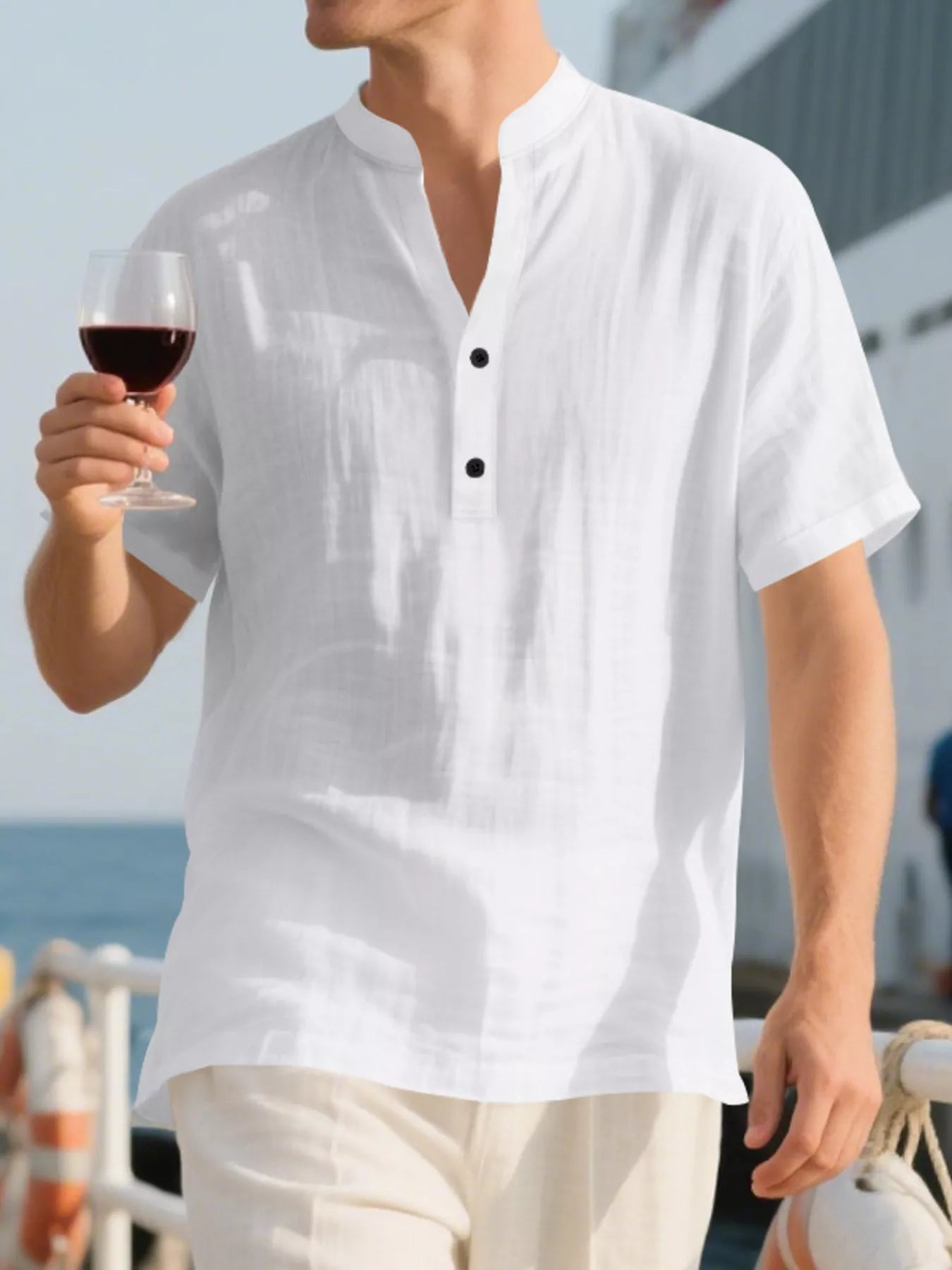 Men's Full Size Casual Linen Blend Short Sleeve Shirt Plus Size
