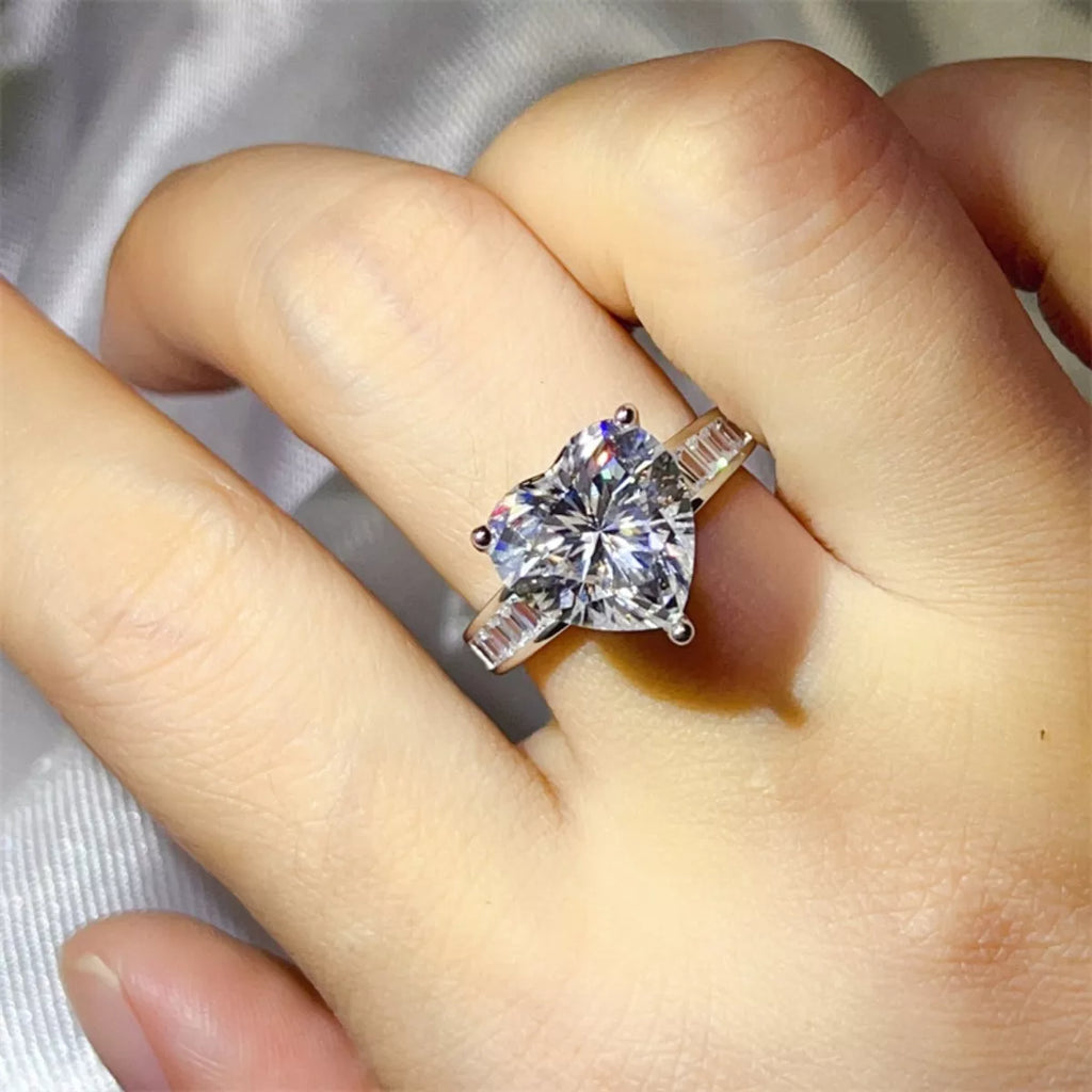 5 Carat Moissanite 925 Sterling Silver Heart Ring
