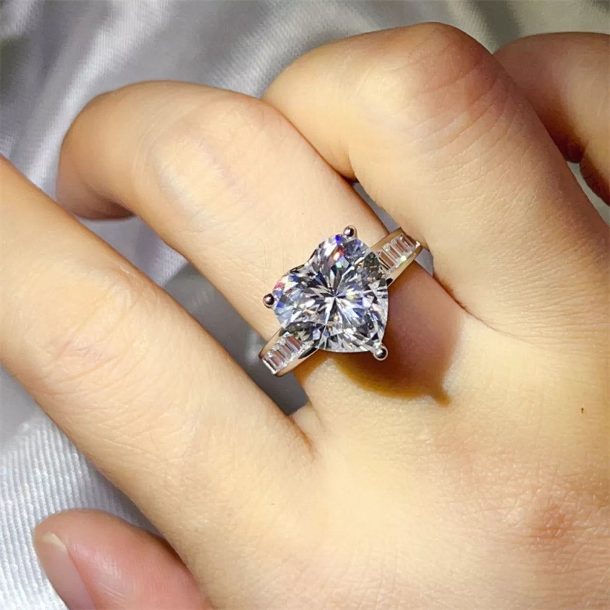 5 Carat Moissanite 925 Sterling Silver Heart Ring