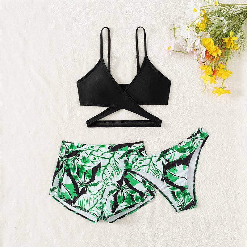 Three-Piece Swimwear Set, Printed Bikini for Girls, Children's Swimwear for Export